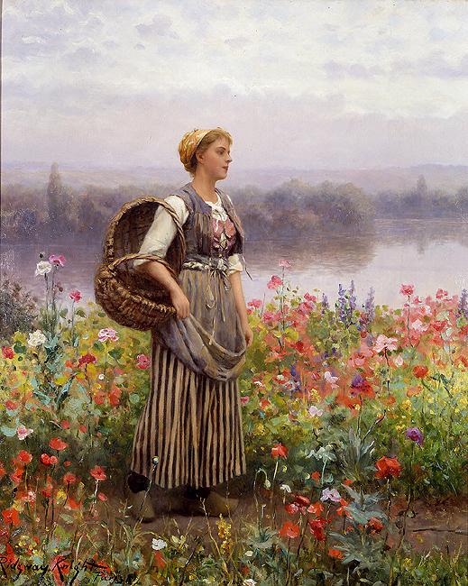 Daniel Ridgeway Knight The flower girl Sweden oil painting art